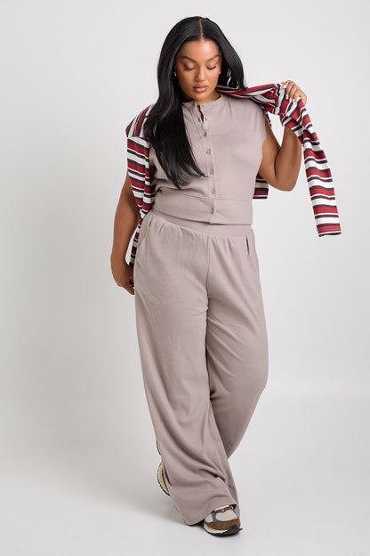 Plus Ribbed Button Down Waistcoat