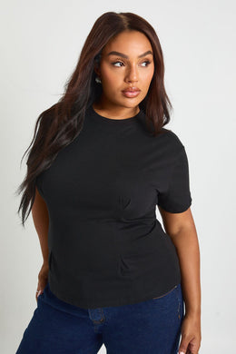 Plus Cotton Cinched Waist T-Shirt