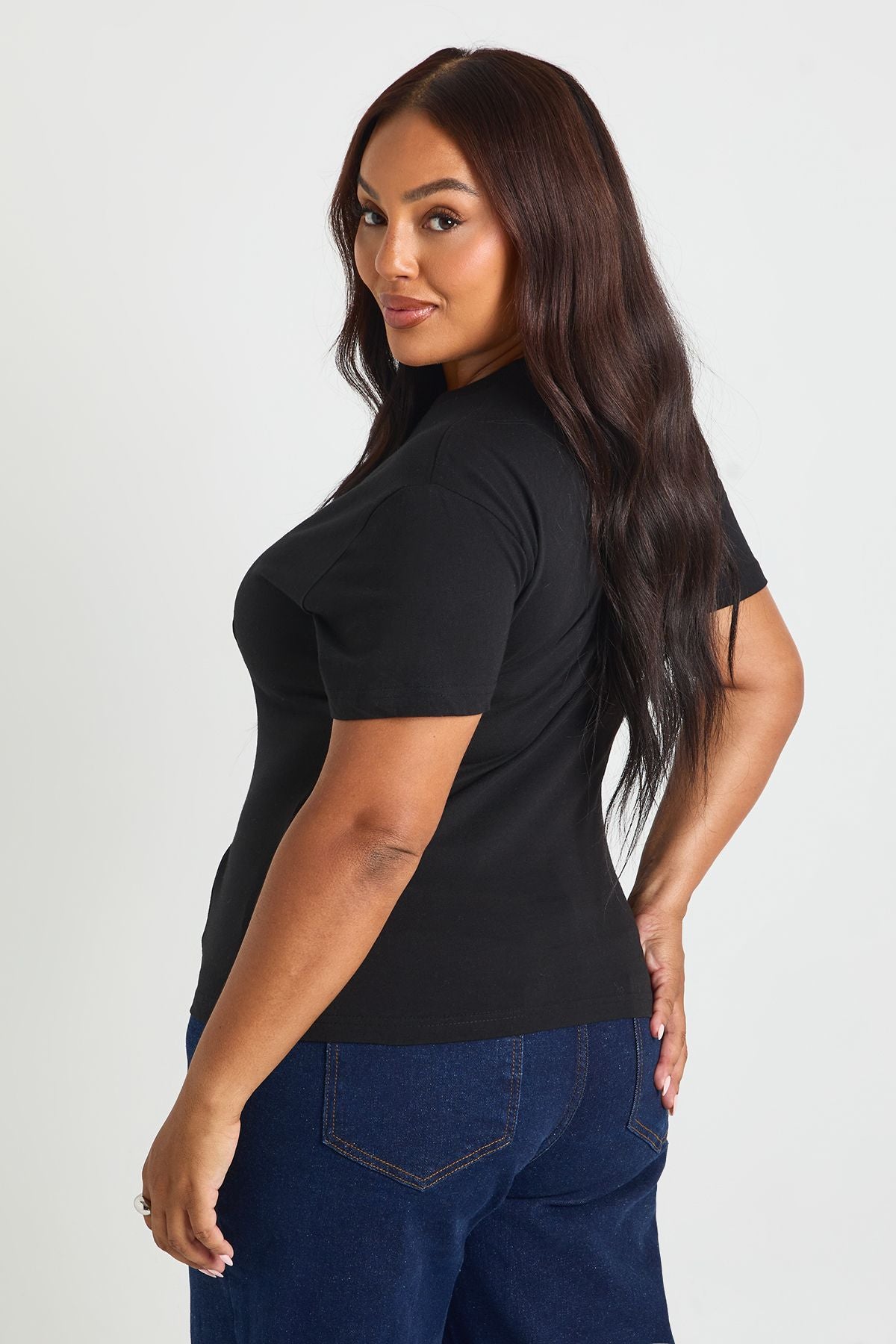 Plus Cotton Cinched Waist T-Shirt