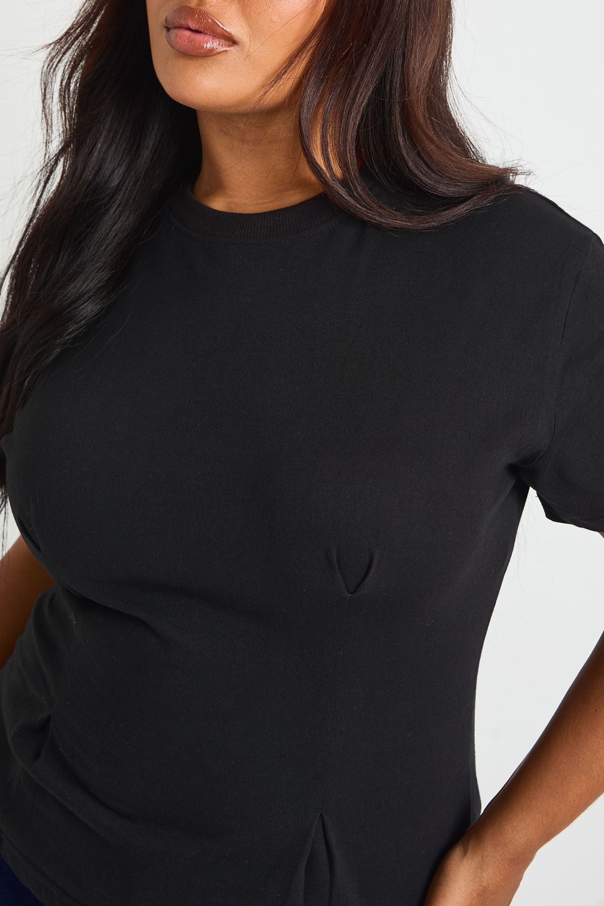 Plus Cotton Cinched Waist T-Shirt