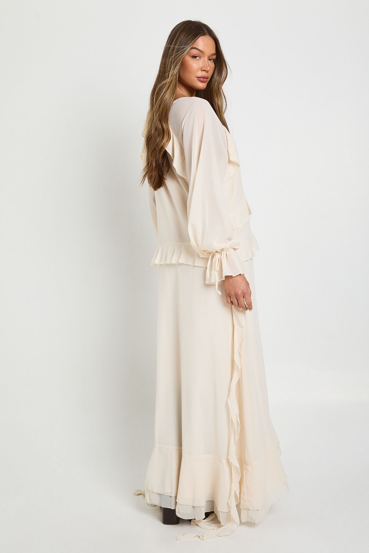 Ruffle Front Smock Maxi Dress