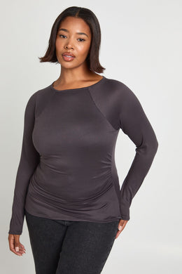 Plus Ruched Side Long Sleeve Top