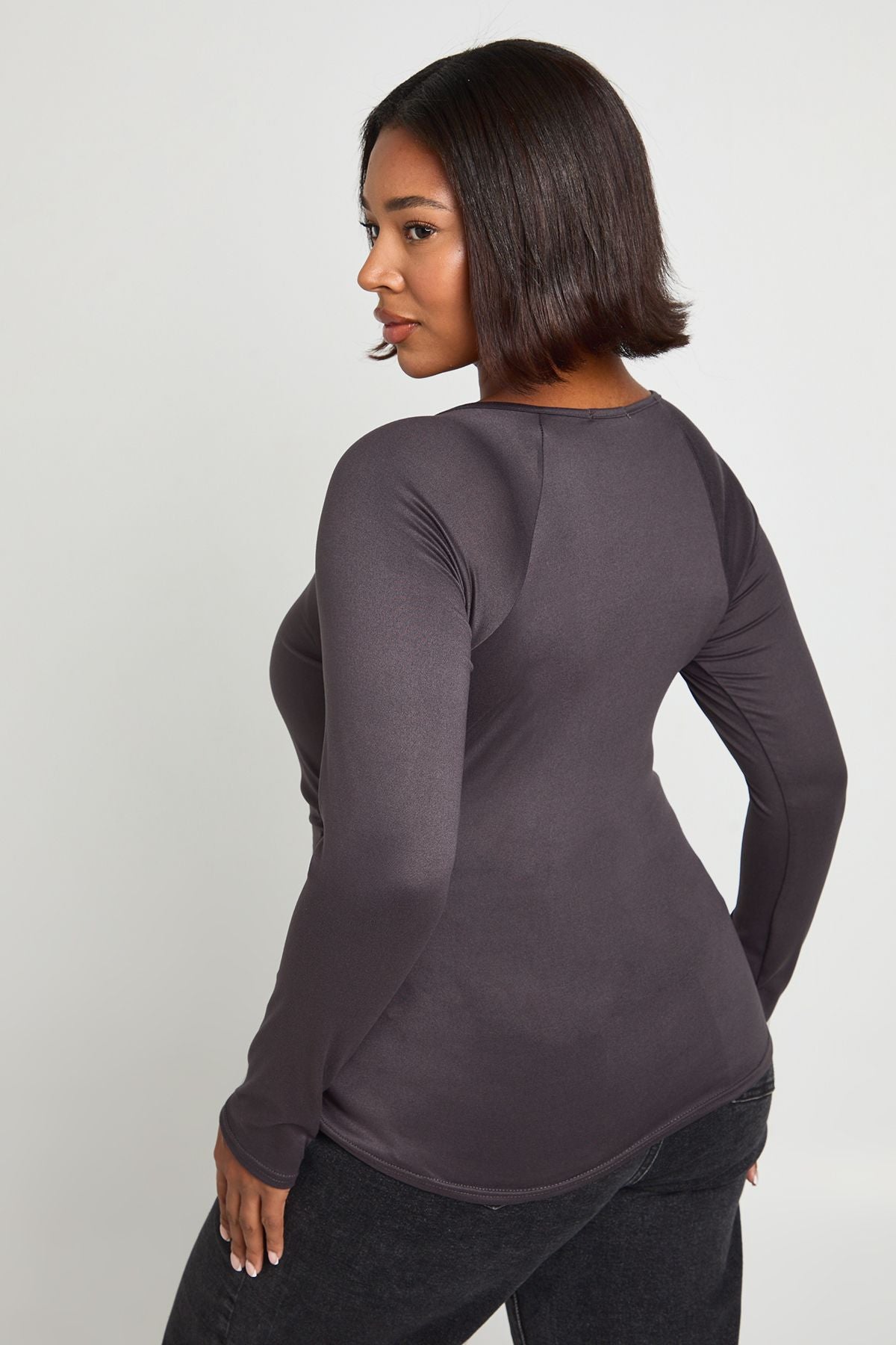 Plus Ruched Side Long Sleeve Top