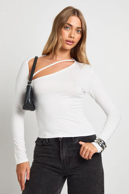 Super Soft Long Sleeve Strap Detail Top