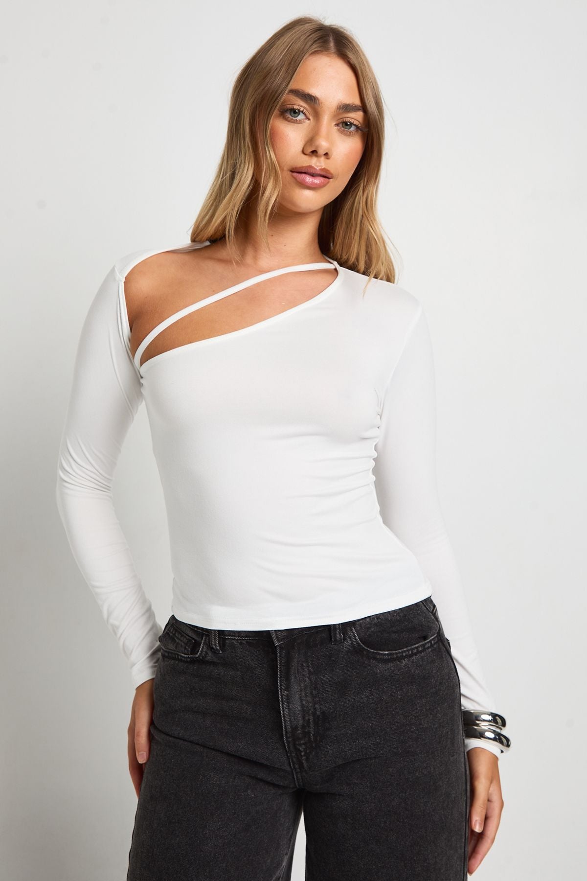 Super Soft Long Sleeve Strap Detail Top