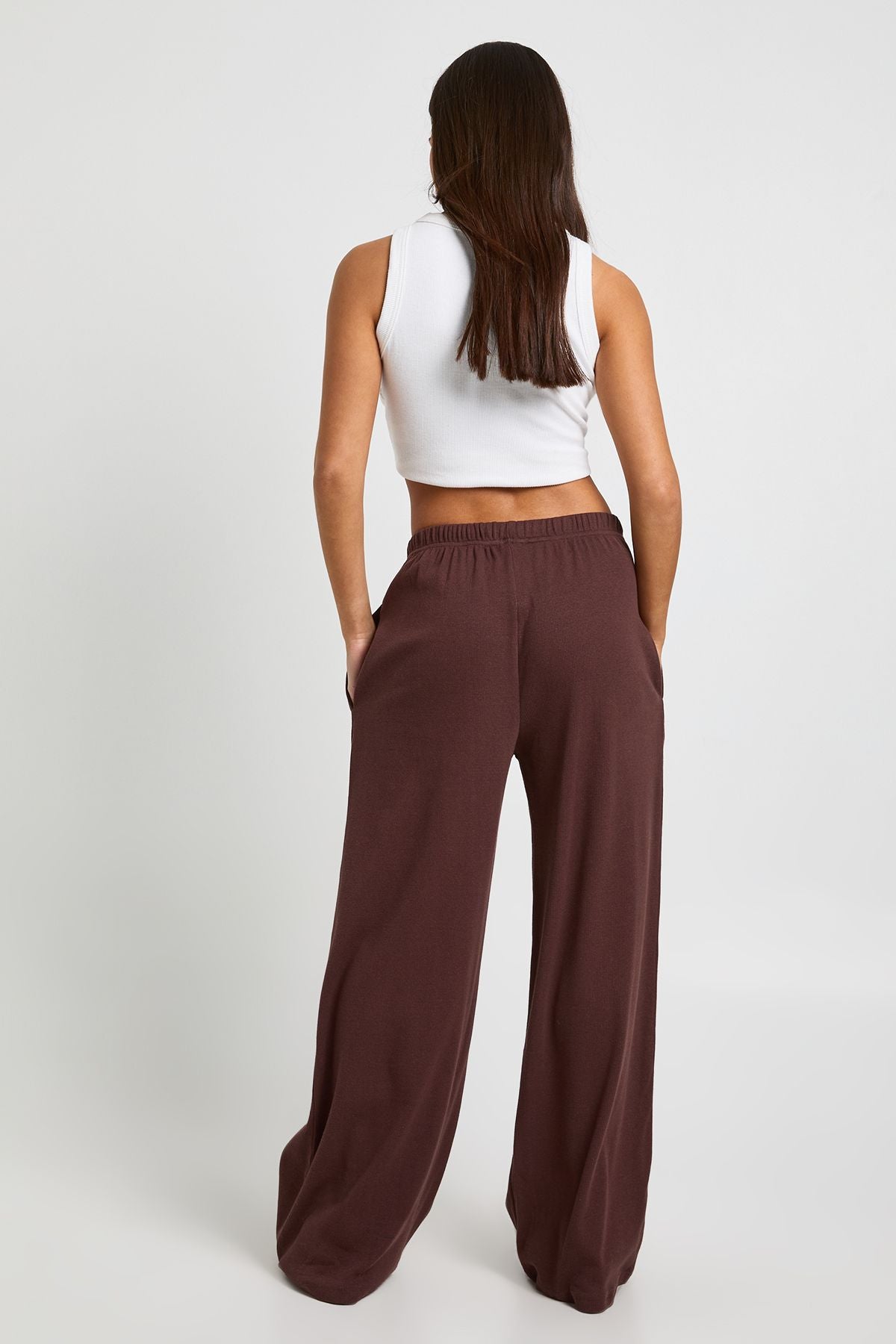 Petite Rib Wide Leg Trouser