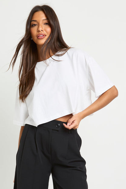 Basic Oversized Boxy Crop T-Shirt
