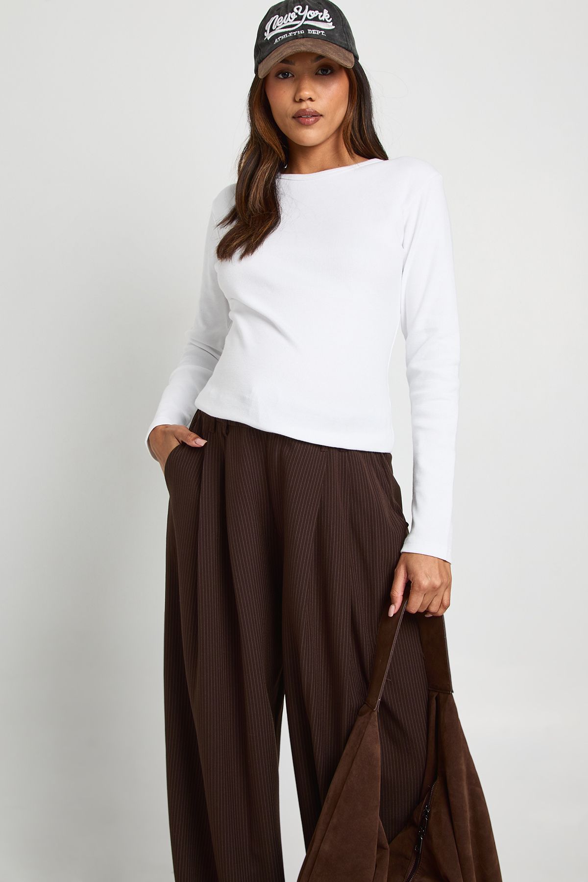Maternity Basic Rib Long Sleeve Longline Fitted Top