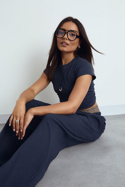 Basic Rib Short Sleeve Fitted Top