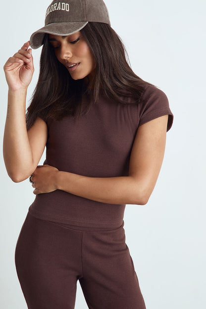 Basic Rib Short Sleeve Fitted Top
