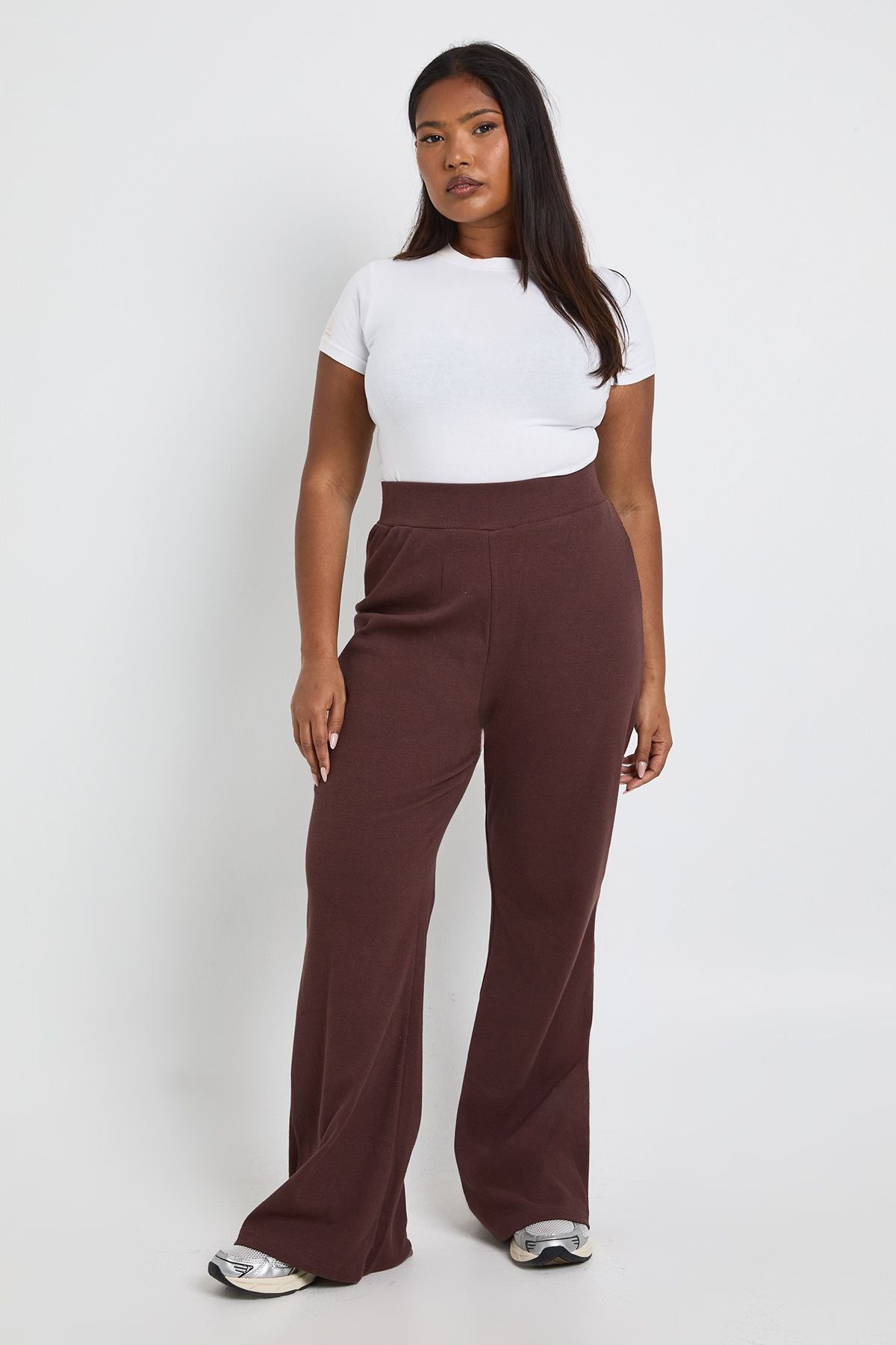 Plus Basic Rib Flared Legging