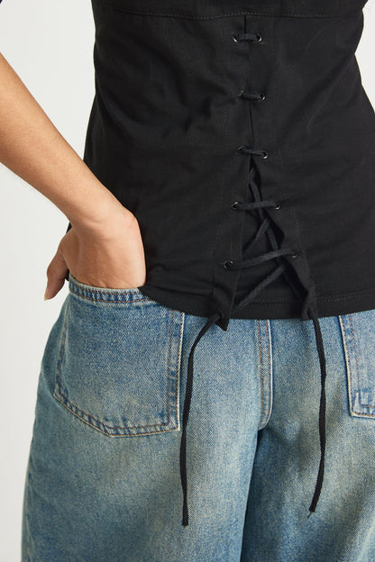 Lace Up Back Oversized T-shirt