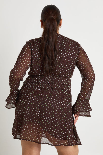 Plus Floral Chiffon Tiered Smock Dress