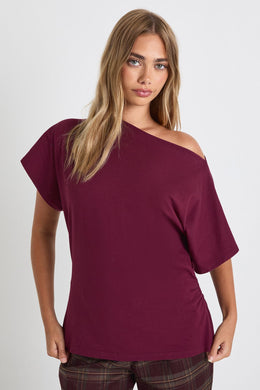 Ruched Side Off Shoulder T-shirt