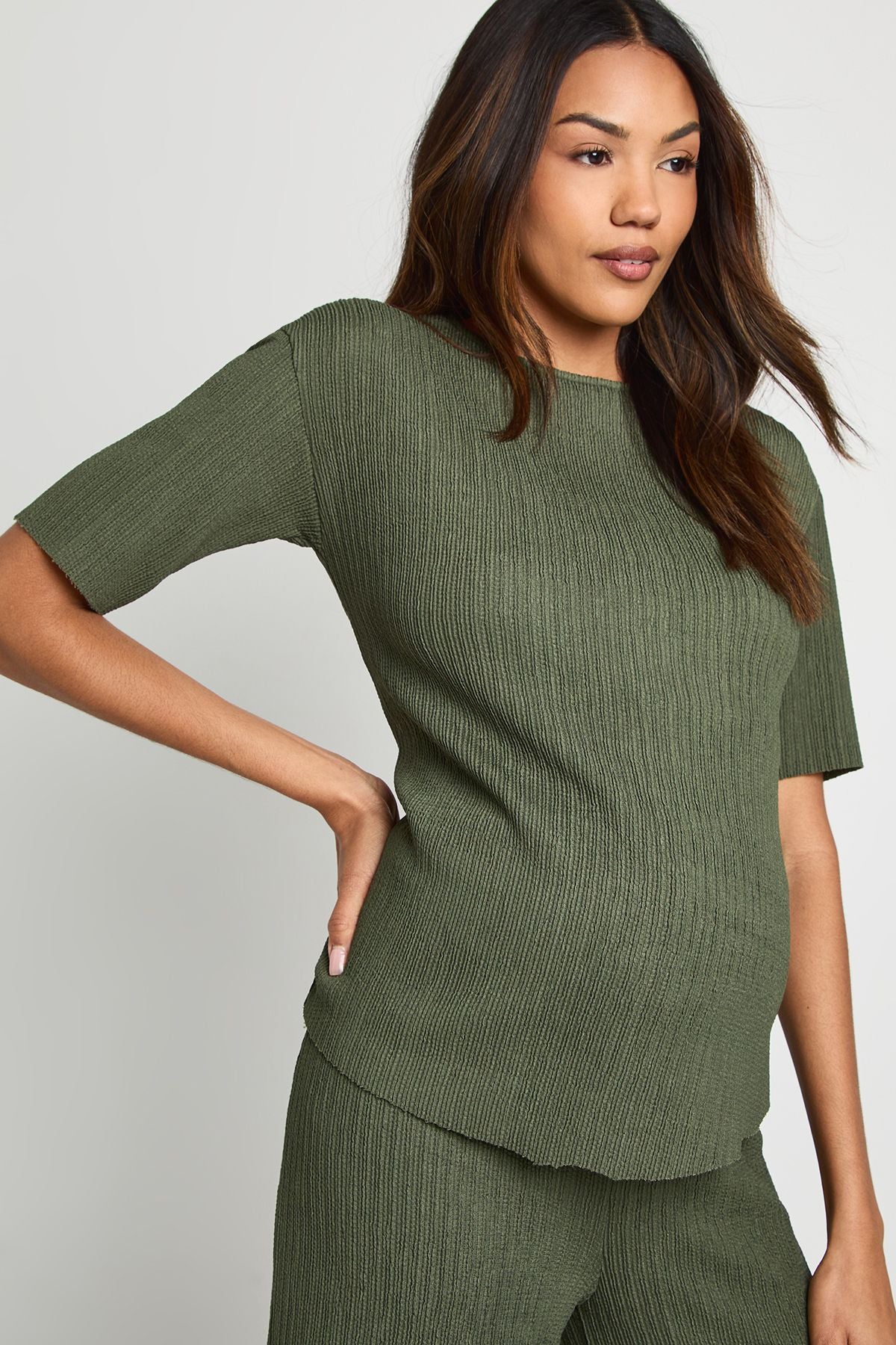 Maternity Textured Plisse T-Shirt