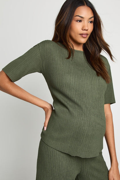 Maternity Textured Plisse T-Shirt