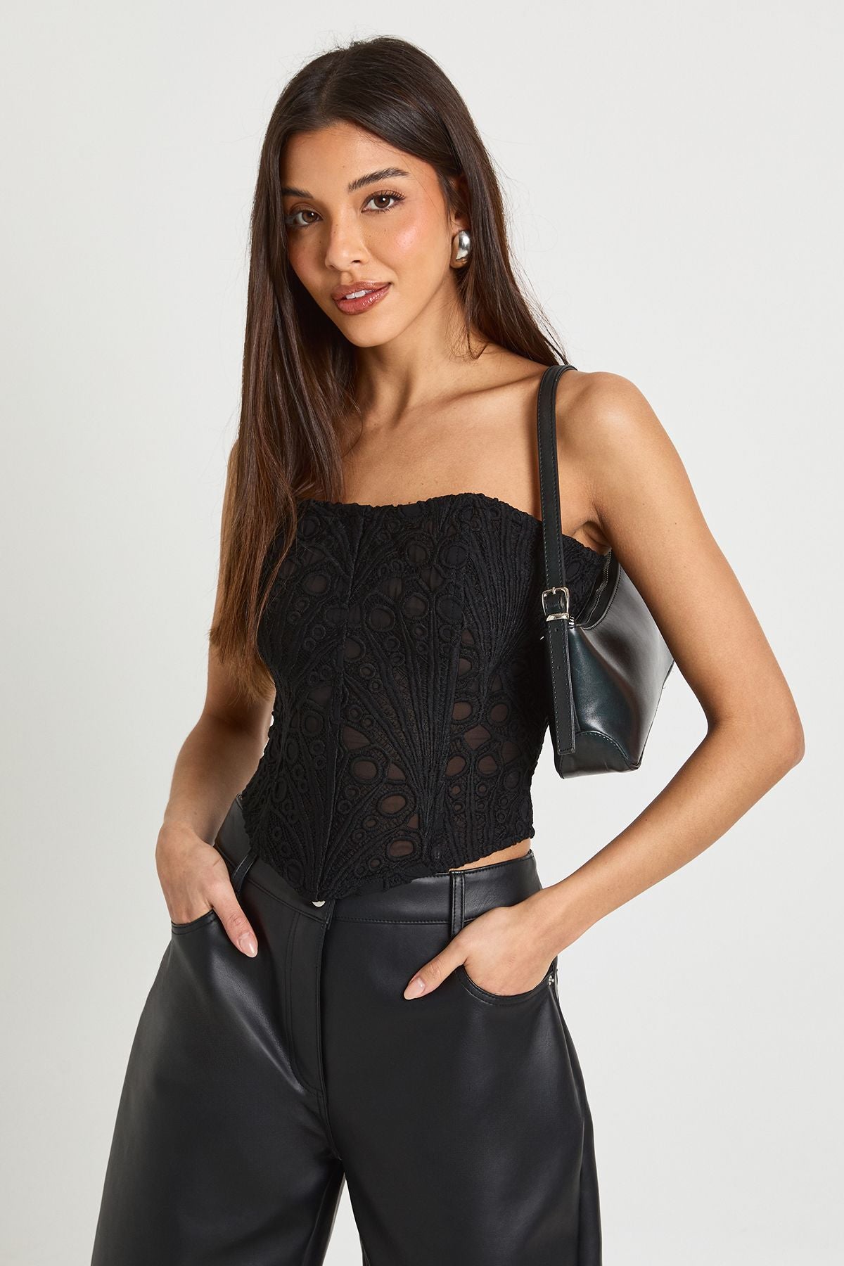 Sheer Lace Bandeau Corset Top