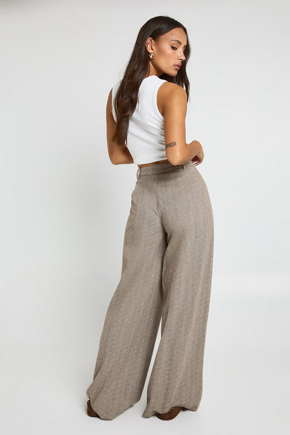 Herringbone Wide Leg Trouser