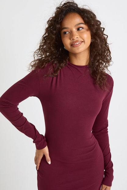 Super Soft Long Sleeve Ruched Mini Dress