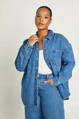 Plus Oversized Denim Shirt