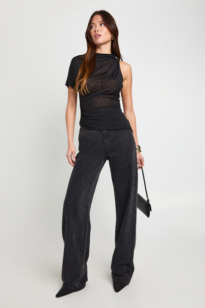 Asymmetric Trim Shoulder Detail Top