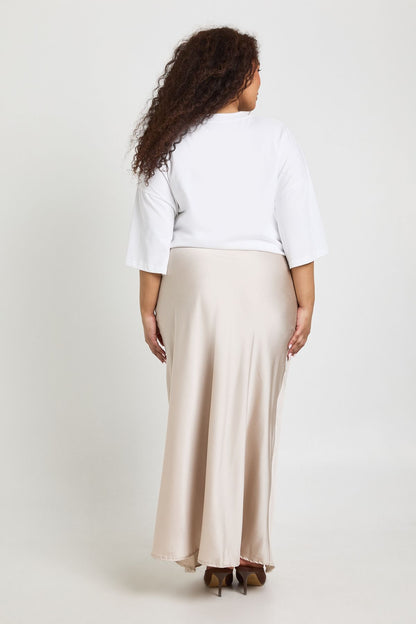 Plus Satin Asymmetric Maxi Skirt