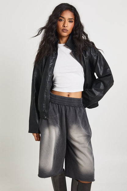 Washed Exposed Seam Jogger Jorts