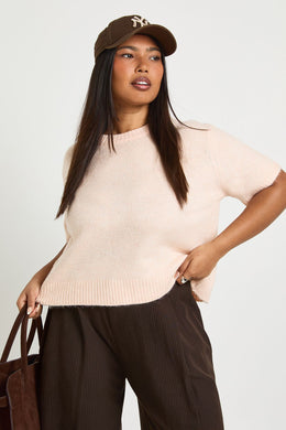 Plus Short Sleeve Knitted Top