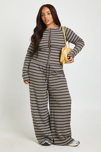 Plus Stripe Wide Leg Trousers