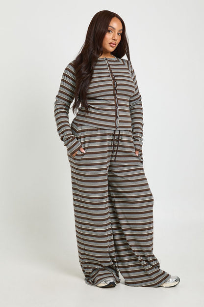 Plus Stripe Wide Leg Trousers