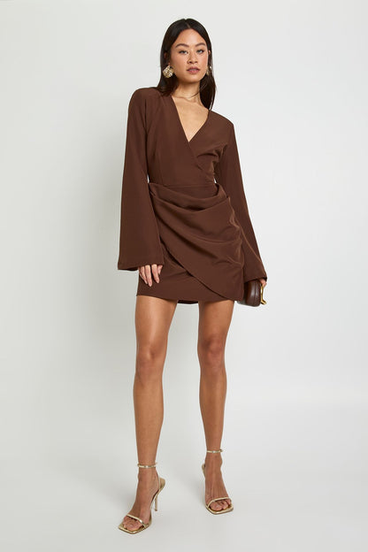 Tall Tie Waist Collarless Draped Blazer Dress