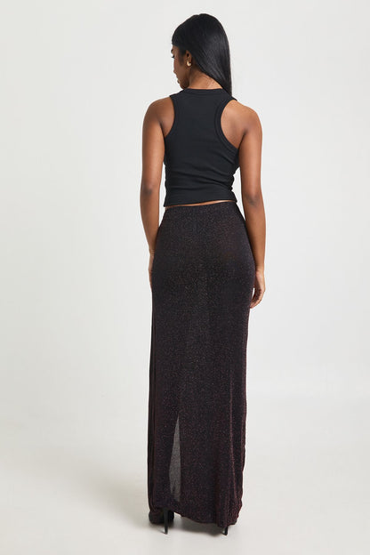 Glitter Twist Front Maxi Skirt