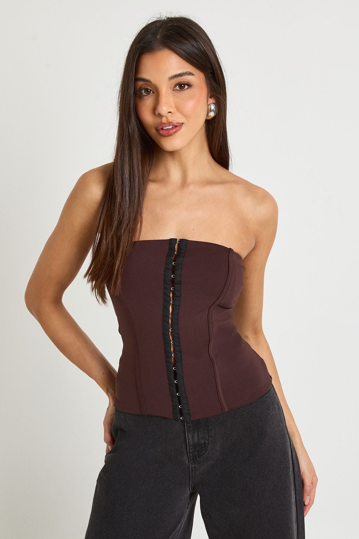 Cotton Touch Hook and Eye Bandeau Corset
