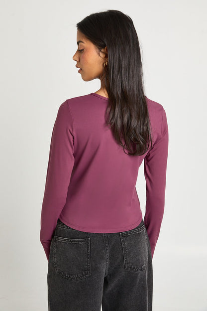 Peached Sculpt Popper Through Long Sleeve Top