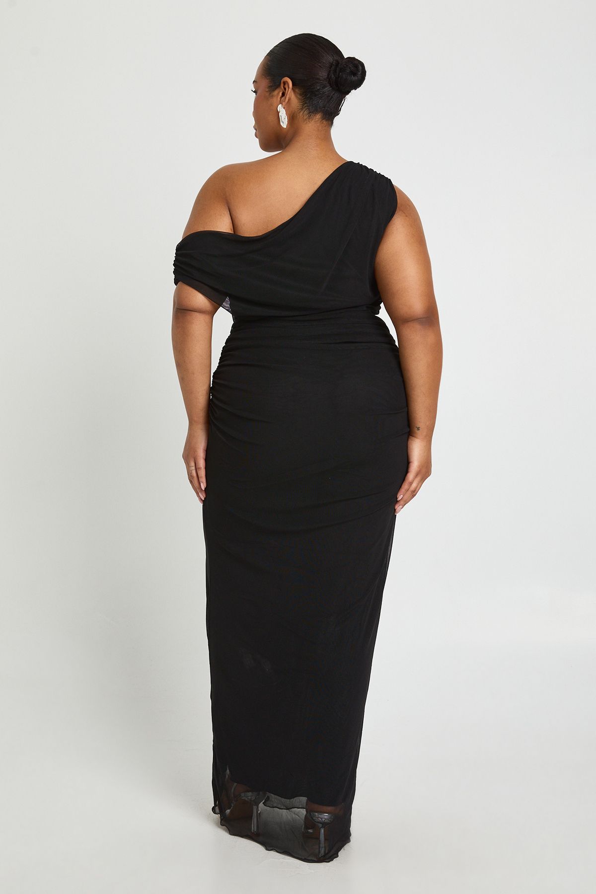 Plus Off The Shoulder Mesh Maxi Dress