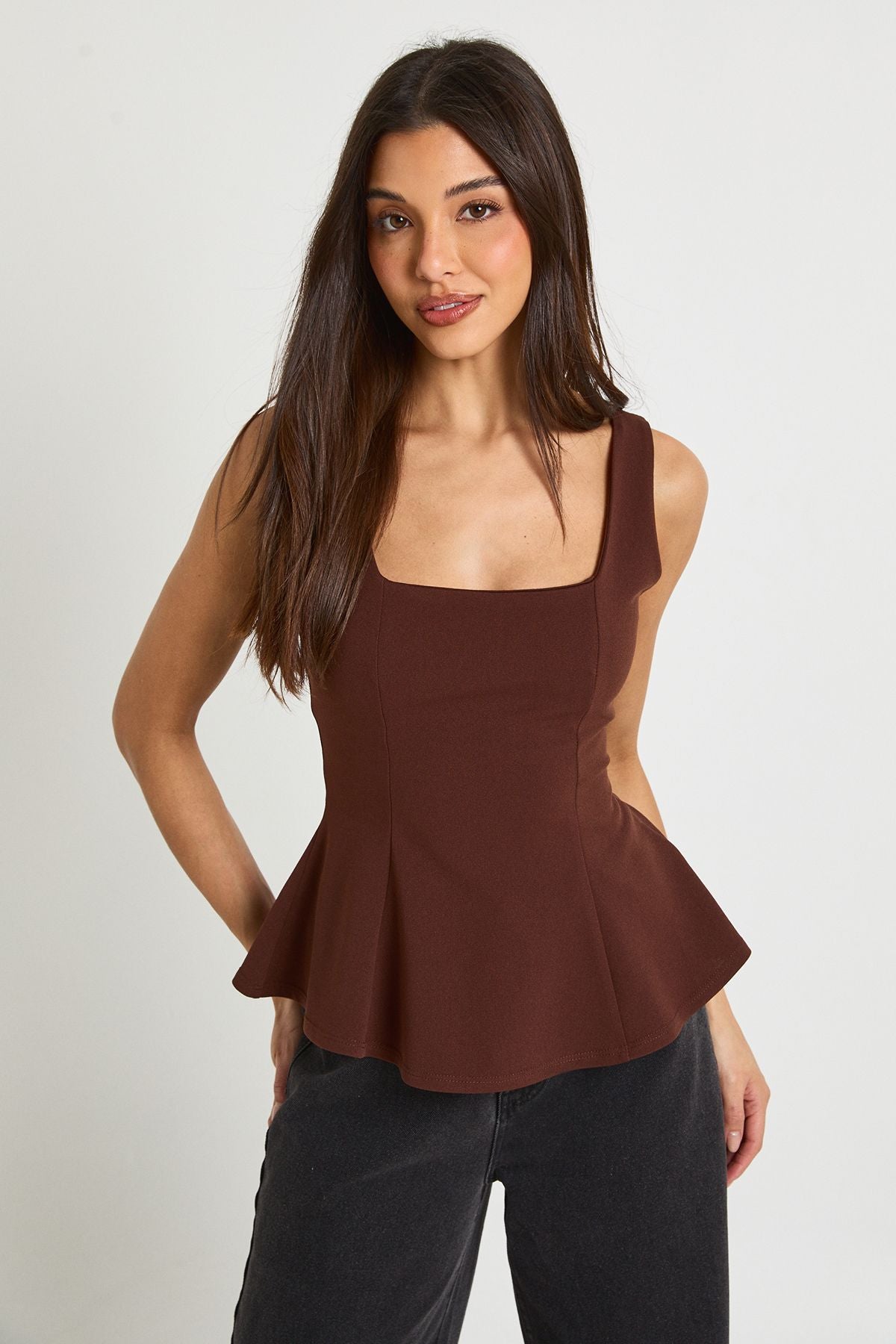 Scoop Neck Peplum Top
