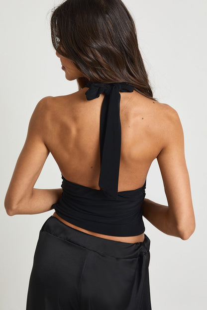 Slinky Silver Trim Halterneck Top