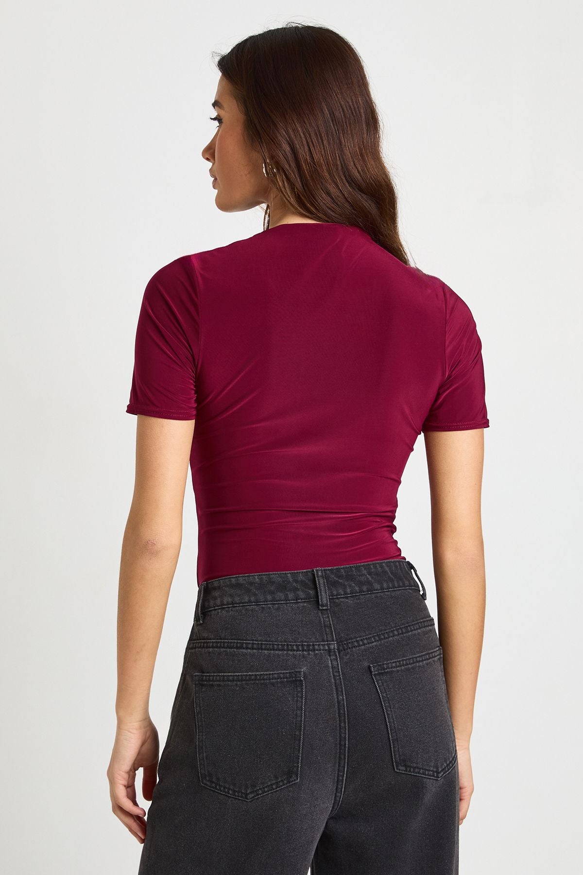 Wrap Front Matte Slinky Bodysuit