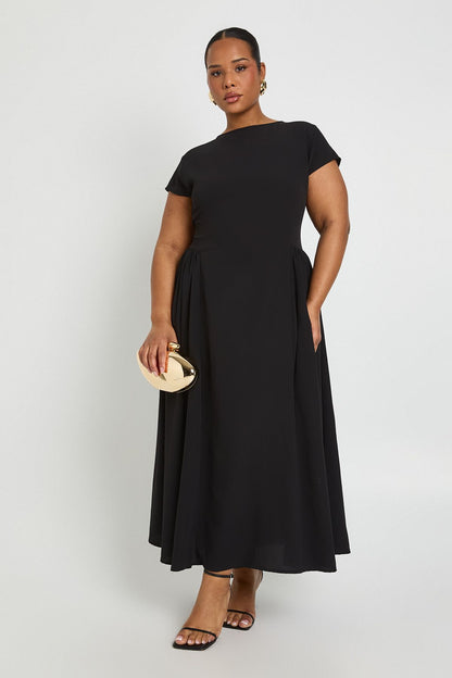 Plus Textured Volume Skirt Midaxi Dress