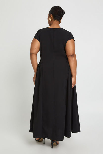 Plus Textured Volume Skirt Midaxi Dress