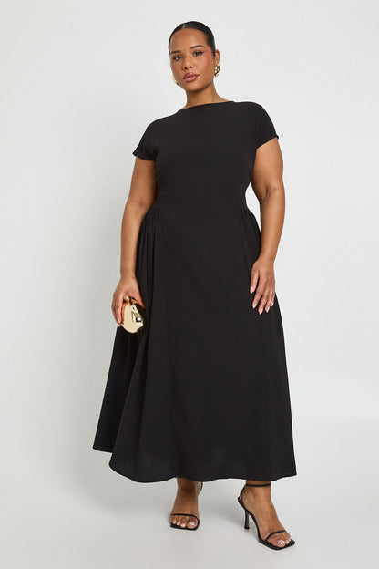 Plus Textured Volume Skirt Midaxi Dress