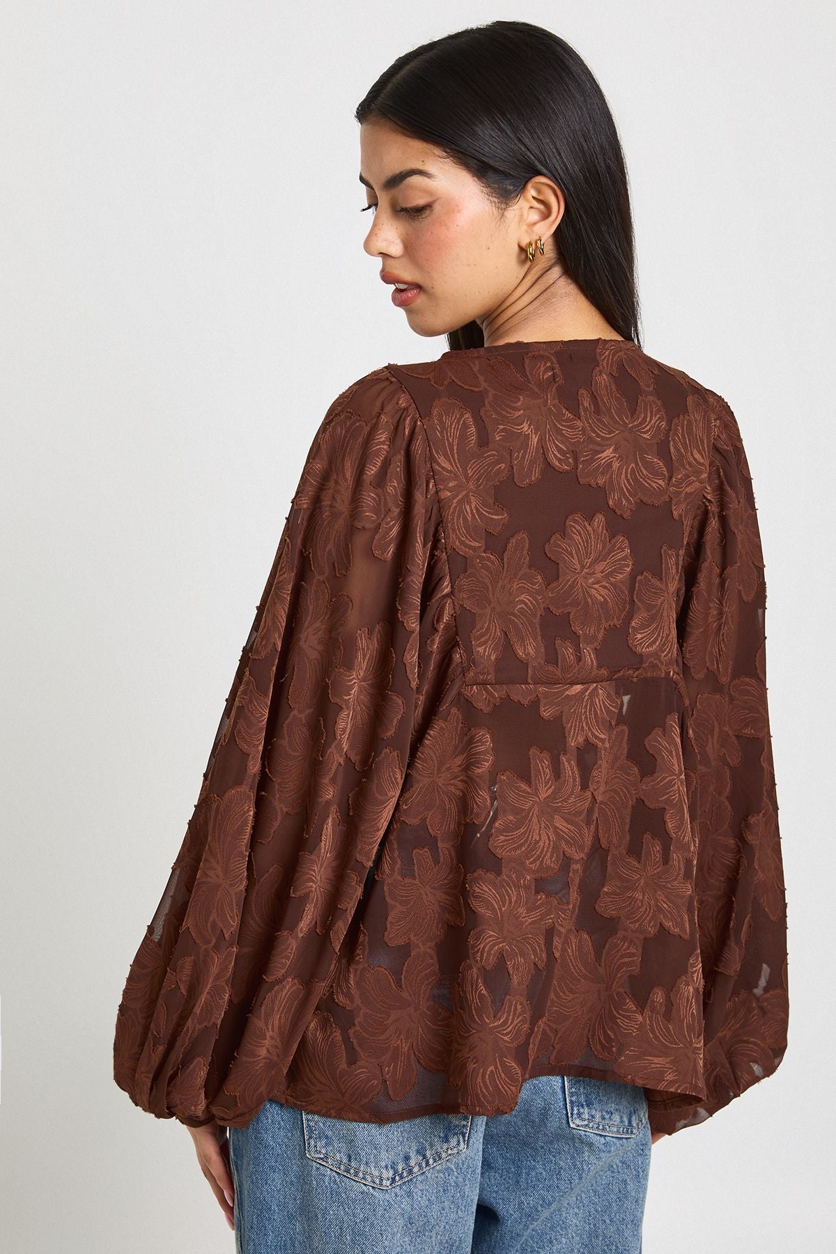 Burnout Floral Boho Blouse