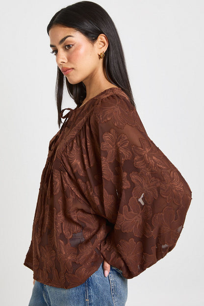 Burnout Floral Boho Blouse