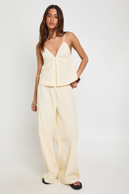 Poplin Cami and Wide Leg Trouser Set