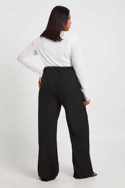 Plus Woven Pocket Button Down Elasticated Waist Trouser