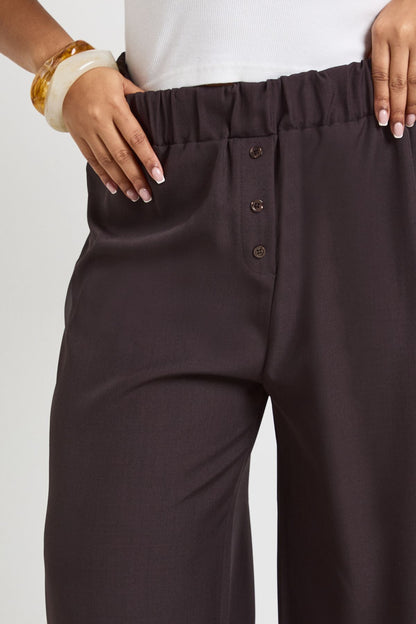 Plus Woven Pocket Button Down Elasticated Waist Trouser