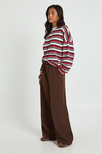 Petite Woven Elasticated Waist Straight Leg Trousers