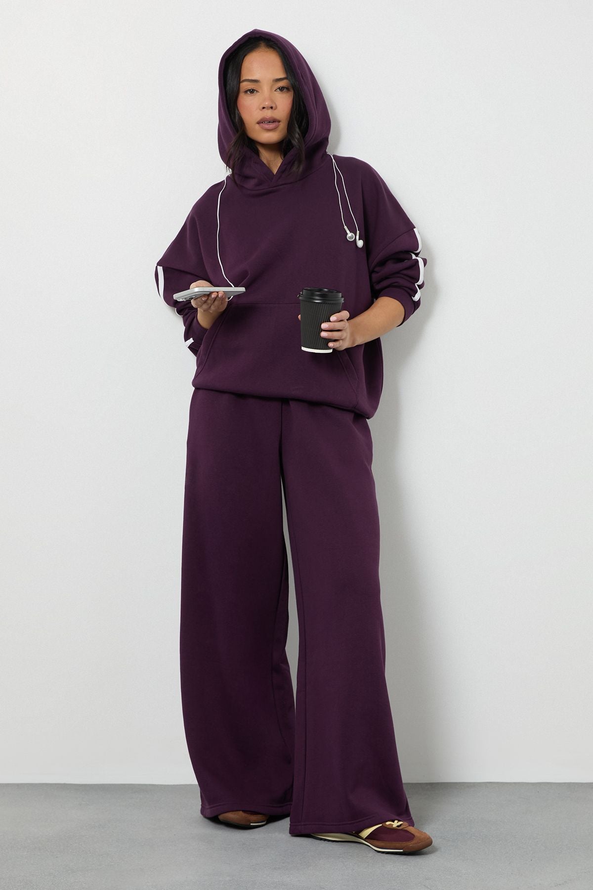 Side Stripe Hooded Straight Leg Tracksuit
