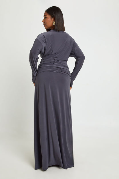 Plus Ruched Front Maxi Skirt