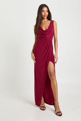 Slinky Ruched Wrap Maxi Dress